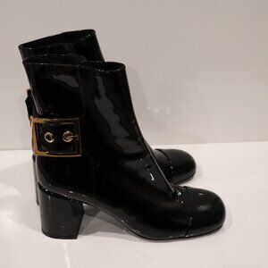 Jeffrey Campbell Black Patent Leather Block Heel Booties - Size 8